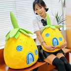 Pineapple House Plush Pillow – Yellow Tropical Cushion