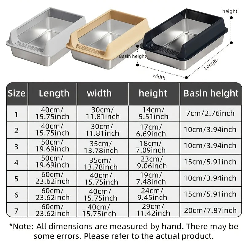 Stainless Steel Cat Litter Box | Semi-Enclosed, Splash-Proof | 15 Styles