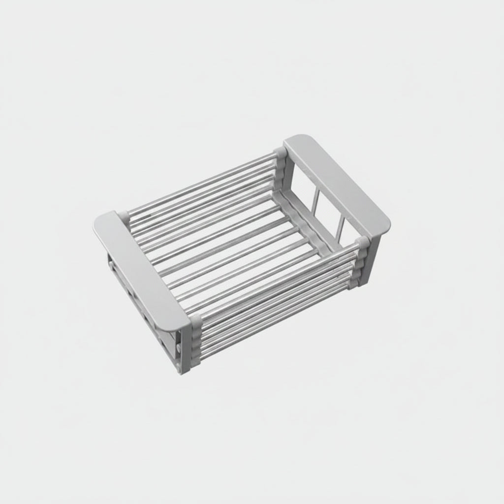 Small metal basket with dimensions on a white background