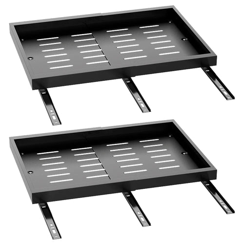 Two black metal 4-bay drive bayside rack mounts shown on a plain white background.